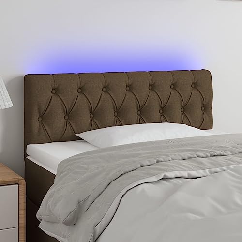 Mokuyary - Cabecero de cama LED (90 x 78 x 88 cm), color marrón oscuro