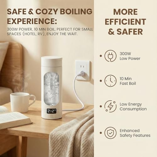 Image of Portable Electric Kettle For Travel, 120V, 450ml, 4 Temperature Control