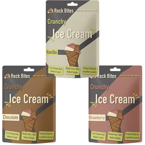 Rock Bites - Freeze Dried Ice Cream 3 Bag Combo - Vanilla Chocolate Strawberry
