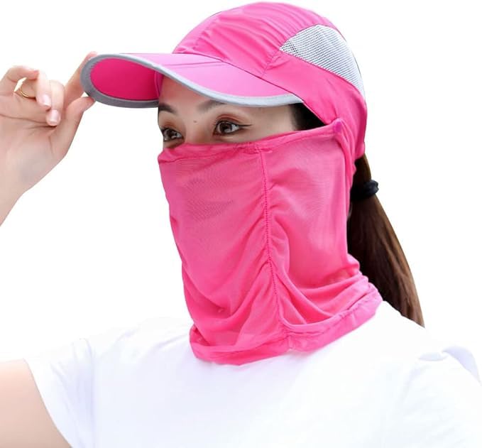 whixant Cap Mask for Summer, Outdoor, Cycling, UV Sun Protection Block Hat Face Cover Scarf With Cap, Foldable Innovative Scarf Cum for women, Summer UV Protection Beach Beauty Sun Hat - 1 Pc-picture-28