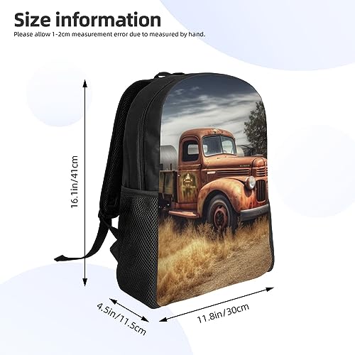 Mochila impermeable negra con diseño Old Truck Car miniatura 4