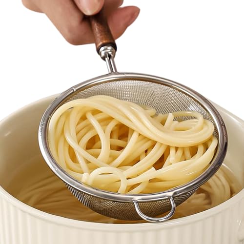 Colador de malla de acero inoxidable – colador pequeño de malla fina con mango, filtro de cocina de 4 pulgadas | Colador para harina, mini para tamizar harina, hojas de té, especias, lavar, escurrir