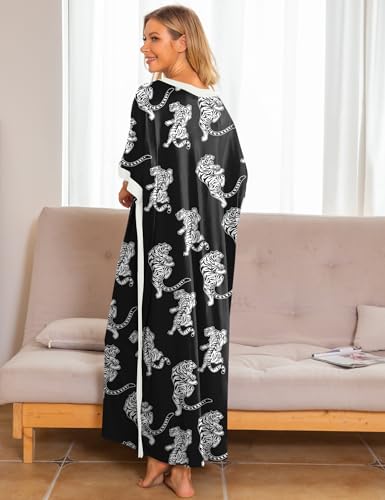 Image of Bloggerlove Caftan Nightgown for Women Cotton House Dress with Pockets