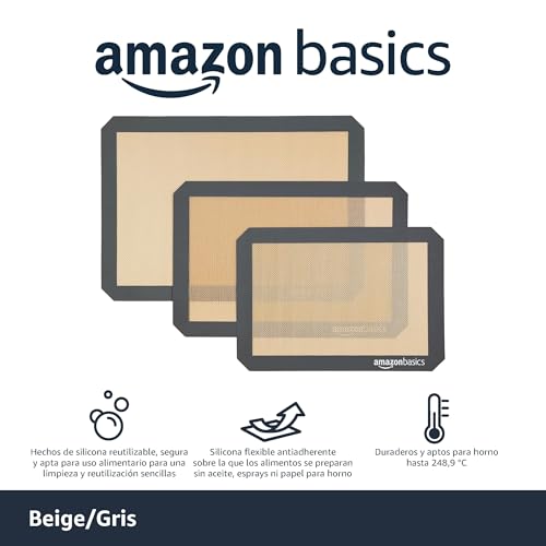 Miniatura 2 de Amazon Basics Rectangular Tapete De Silicona Para Hornear, Juego De 3 Unidades, Marrón,Negro, 23.0cm X 33.0cm, 25.0cm X 29.5cm, 29.5cm X 37.5cm