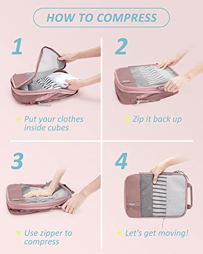 Image of Compression Packing Cubes for Suitcases, BAGSMART 4 Set Travel Organizer Cubes for Travel Essentials, Expandable Luggage Suitcase Organizer Bags Set, Lightweight Packing Organizers as Travel Accessories for Women / Men