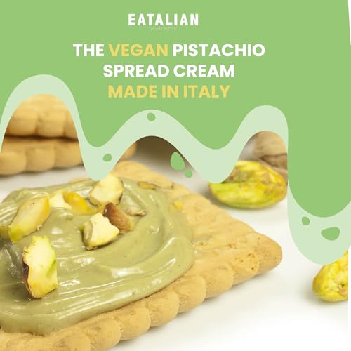 EATALIAN by AMZ BETTER Vegan Pistachio Cream Sugar Free, 7 oz/ 200g, Delicious sugar free vegan spread, ideal on bread, perfect with ice cream, Excellent for Dubai Chocolate, Made in Italy