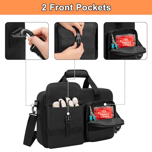 Fishing Reel Case for Spinning Reels, Fly Fishing Reels, Baitcaster Fishing Reels, Fishing Reel Storage Bag with Multiple Pockets and Dividers, Fishing Gear Bag for Fishing Trip/Daily Storage