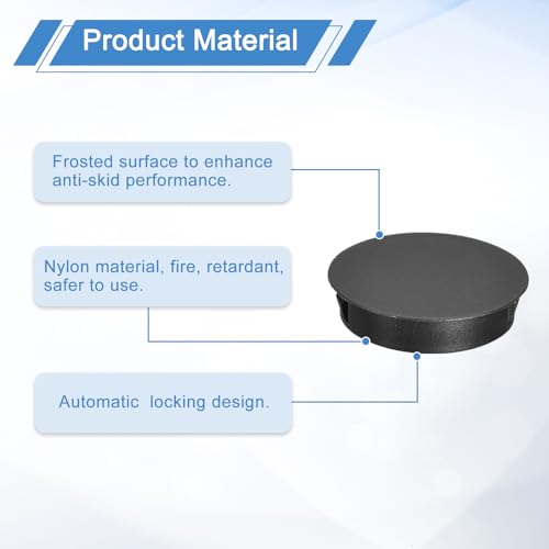 Image of uxcell 8Pcs 40mm(1-9 /16 inch) Nylon Hole Plugs, Flush Type Panel Round Snap in Fastener Knockout Locking Plugs for Furniture Insert End Caps Panels, Black