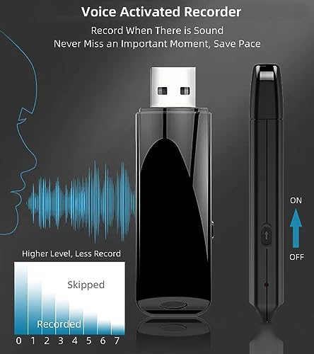 Image of USB Voice Recorder with Playback - 32GB Digital Audio Recorder USB Rechargeable Activated Recorder for Interviews Lectures Meetings Memos