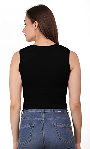 Image of A1597 Women's Casual Stretchy Square Neck Sleeveless Crop Tops for Women