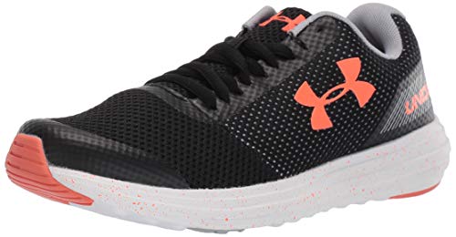 Under Armour Kids' Grade School Surge Sneaker, Black (004)/White, 4