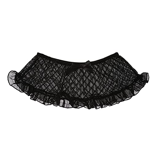 AGJGFM Mens Sissy Lingerie Elastic Waistband Frilly Ruffled Tulle Layered Mesh Mini Tutu Skirts