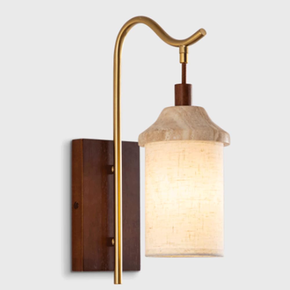SHUANGZ 14.2''Japanese Style Wall Light Natural Yellow Travertine Wall Sconce Lighting 7 W Wall-Mounted LED Light Source Wall Lamp for Living Room Hallway Aisle Staircase Bedroom Dressing Table