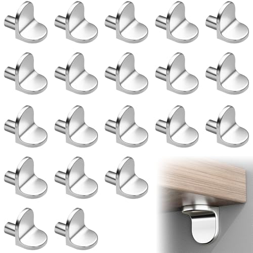 Dreamil 20 Stück Regalbodenträger, Bodenträger 5mm, L Form Einlegeboden Halter, Bretthalter Bodenhalter für Bücherregale Schränke Küchenschrank Einlegeböden Möbel Schränke(Silber)