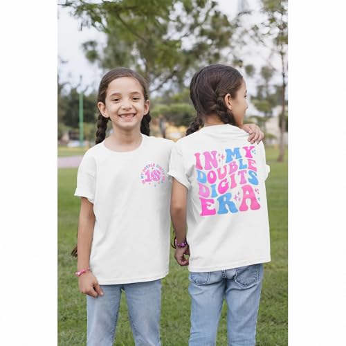 IZYJOY in My Double Digits Era Shirts Girls 10th Birthday T-Shirts 10 Years Old Birthday Party Short Sleeve Summer Tee Tops4