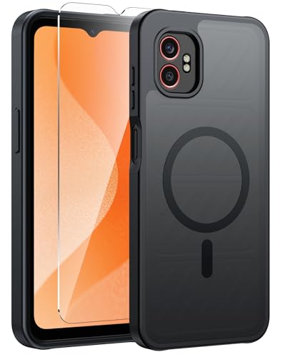 FNTCASE for Samsung-Galaxy XCover7 Pro Case: for XCover6 Pro Case [Compatible with Magsafe] Translucent Matte Cases with [Screen Protector] Military Grade Shockproof Protective Phone Cover -Black