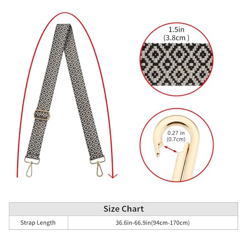Image of ZOOEASS Wide Shoulder Strap Adjustable Replacement Belt Guitar Style Crossbody Bag Handbag Strap Multicolor Canvas Straps(Wide:1.5in)(Color16)