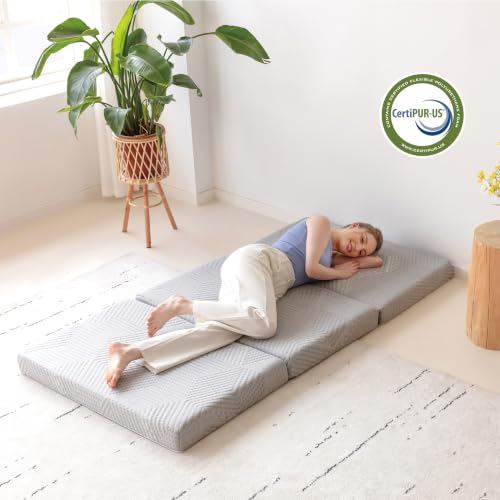 Image of MLILY Full Trifold Mattress, 4 Inch Foldable Gel Memory Foam Mattress
