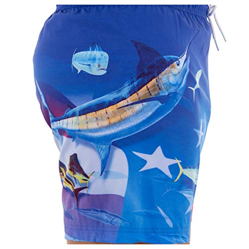 Guy Harvey Men's Marlin Patriot 5" Volley Swim Trunk, Estate Blue, Large #TOP2