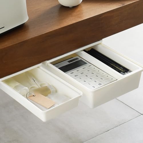 Miniatura 3 de Honseadek Cajón De Almacenamiento Para Debajo Del Escritorio, Sin Perforaciones, Con Compartimento Invisible Para Organización De Composiciones, Múltiples Abdominales, Oficina, En Tamaños Que Ahorran