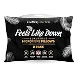 Linens Limited - Soft Pillows 2 Pack, Made in the UK, Hotel Quality, Luxurious Bounce Back Pillows, Feels Like Down, Medium and Orthopedic Support, Non-Allergenic Microfibre, Machine Washable (White)