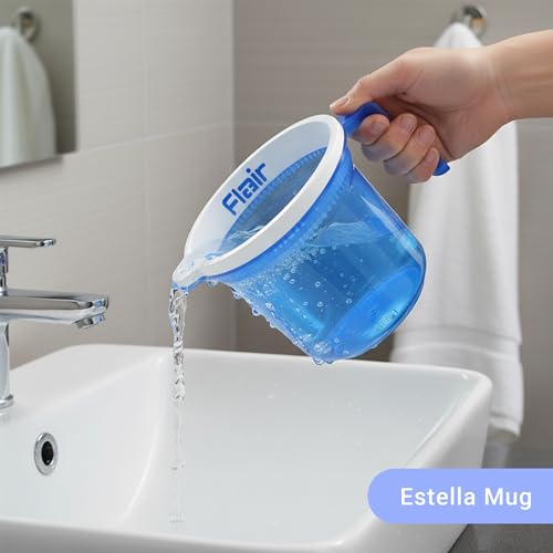 Image of FLAIR Estella Crystal Plastic Bath Mug 1.5 LTR - Durable, Lightweight & Stylish - Ideal for Daily Use in Bathroom & Kitchen (Blue)