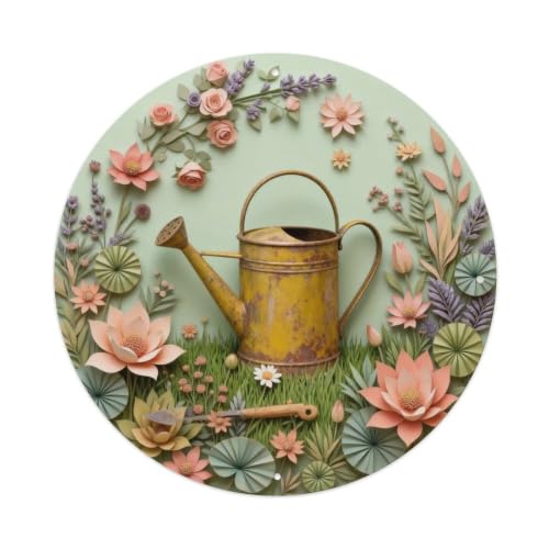 Image of Vintage Garden Watering Can Cottage Garden Metal Tin Sign Plaque