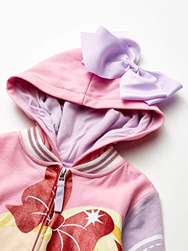 Jojo Siwa Girls Big Face Zip Up Hoodie With Bow On Hooded Sweatshirt, Light Pink/Lilac, 8 10 Us #TOP5