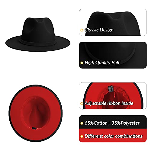 Image of KUJUHA Women Men Wide Brim Fedora Hat