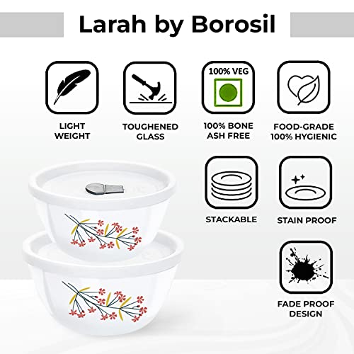 Borosil Serving Bowls For Entertaining, Set Of 2, 16 Oz, Lightweight Ceramic Bowls, Large Bowls For Food Storage, Mixing Bowls With Lids, Prep Bowls For Salad, Pasta, Microwave & Dishwasher Safe #TOP3