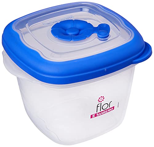 Pote Quad Plástico 450 ml, Sanremo, Polipropileno e Elastômero TPE, Transparente/Azul
