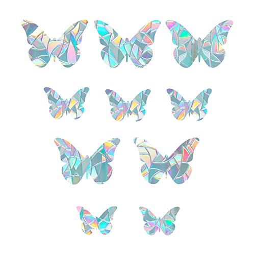 Autocollants de fenêtre statiques anti-collision pour protéger les oiseaux des collisions de fenêtre - Autocollants arc-en-ciel non adhésifs pour fenêtre (papillon)