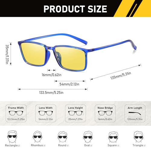 DUCO Round Women Polarized Night Vision Driving Anti Glare Yellow Glasses Polarized Reduce Glare and Enhance Vision 52064