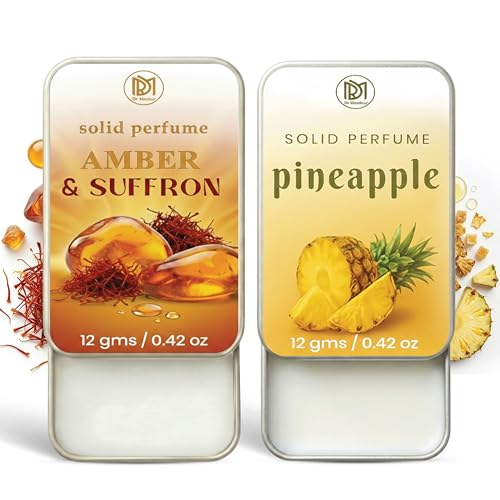 Image of Dr.Mashur Solid Perfume |pineapple&Amber & Saffron Alcohol Free Wax Perfume Balm, Long Lasting | Pocket Tin 12g, Pack Of 2| Non Greasy Smooth Glide, Travel Friendly Unisex