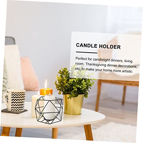 Homoyoyo Candlestick Dining Room Table Decor Black Table Decor Wedding Decor Metal Wedding Candlestick Tea Light Canle Holders Geometric Hanging Tabletop Adornment Tealight Stand Base Round #TOP7