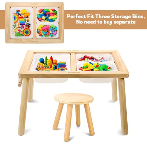 Image of WINGYZ Sensory Table and Chair Set, 3 in 1 Kids Table for Play Study Art Dining Toys Storage, Sensory Activity Tables for Toddler with Storage Bins, Children's Gifts for Boys and Girls