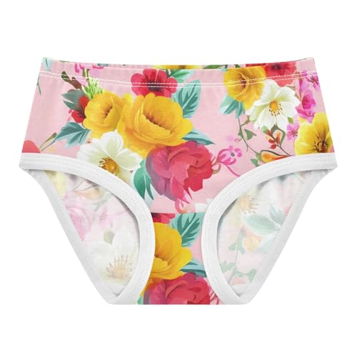 Cotton Girls Underwear Toddler Floral Flowers Red Yellow Pink Panties for Girl Print Kids Undies Briefs 2t