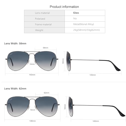 Image of Classic Aviator Teardrop Style Glass Lens Metal Frame Sunglasses For Men Women UV400 Protection