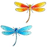 Tfro & Cile Metal Dragonfly Wall Decor Fence Glass Art Outdoor Garden Sculpture Hanging Decoration f