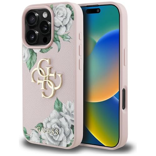 CG MOBILE Guess Grained Roses Big 4G Logo pour iPhone 16 Pro (rouge)