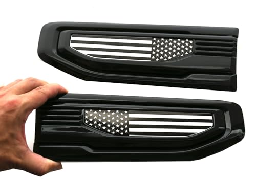 Image of Pair New Custom USA Flag 5.3L 6.2L V8 Side Vent Emblems Kit 3D Car Badge Compatible with 2019-2026 GMC Sierra GM 85160715 86532094 (USA Flag-Black White)