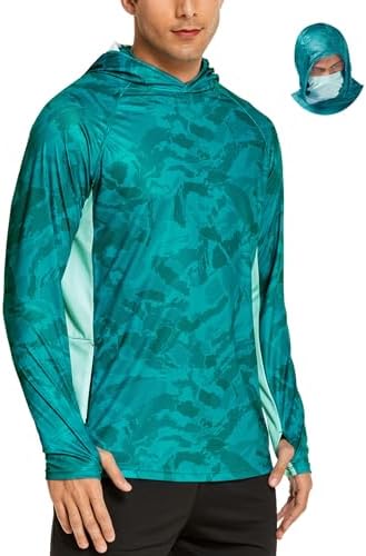 COOrun Camisetas masculinas com capuz e máscara para pesca, manga...