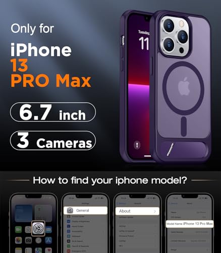 Image of Magnetic Compatible with iPhone 13 Pro Max Case, [Built-in Invisible Kickstand][Compatible with MagSafe] [Military Grade Shockproof] Slim Translucent Matte Phone Case for iPhone 13 Pro Max 6.7 inch