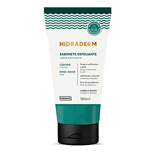 Sabonete Esfoliante Nutritivo Líquido Erva Doce Hidraderm, Azul, Farmax, 180 ml