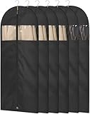 Moucas Dress Bags for Gowns, 65' Long Garment Bags for Hanging Clothes, 6-Pack Foldable Dress Cover with Clear Window for Women's Coats, Formal Gowns, and Evening Dresses