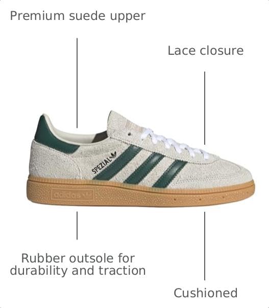 Image of adidas Womens Handball Spezial Lace Up Sneakers Shoes Casual - Green - Size 5.5 M