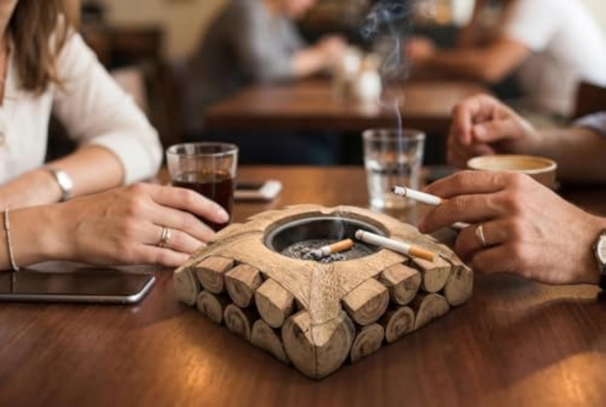 Handmade Mango Wood Ashtray, Rustic Square Design