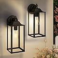 Haninula Large Size Outdoor Wall Light, 3 Lighting Modes Porch Light, Dusk to Dawn Outdoor Lighting, Waterproof and Rustproof Design, Black Wall Light, 2 Pack for House/Patio/Garage (Without Sensor)