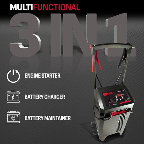 Schumacher Electric Farm and Ranch Wheeled 6A Battery Charger and 250A Engine Starter, 4-in-1 Solution for 6V/12V Batteries, Maintainer, 50A Boost, FR01336, For Car, Truck, SUV, and Marine Batteries