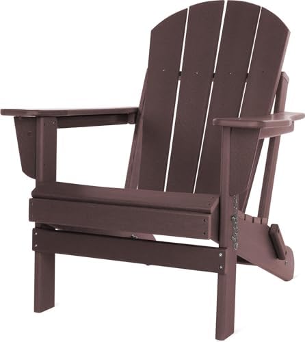Original Adirondack Muskoka Stuhl - Klappbarer Gartenstuhl in Holzoptik - Gemütlicher Gartensessel aus stabilem, recyceltem und langlebigem HDPE - 150 Kg Traglast Bordeaux 91 cm x